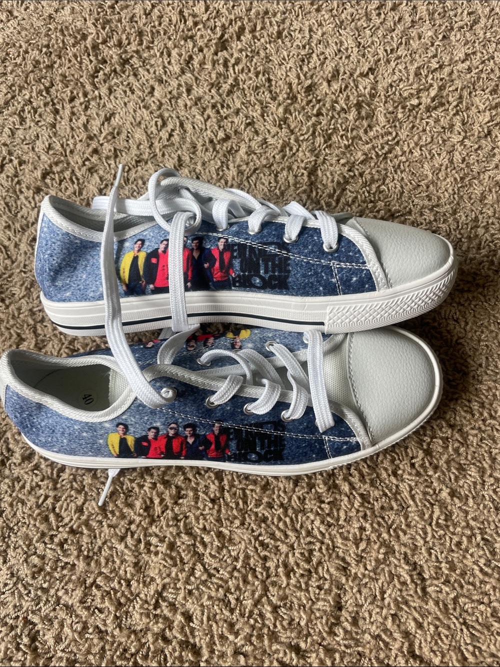 (NEW) New Kids on the Block Casual Lace-Up Sneakers in Blue and White